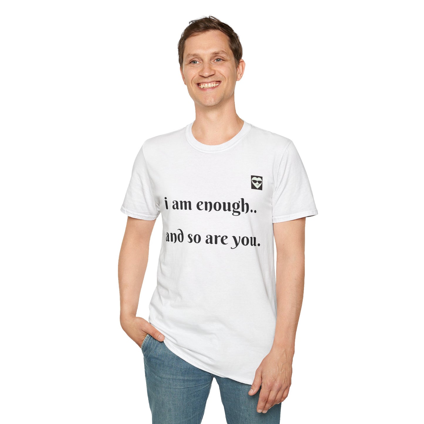 Inspirational Unisex Softstyle T-Shirt - "I Am Enough & So Are You"