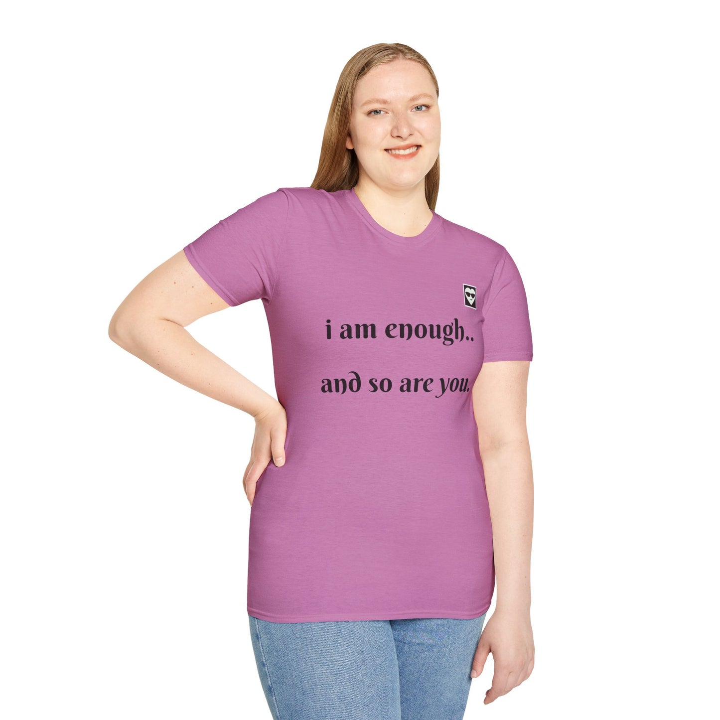 Inspirational Unisex Softstyle T-Shirt - "I Am Enough & So Are You"