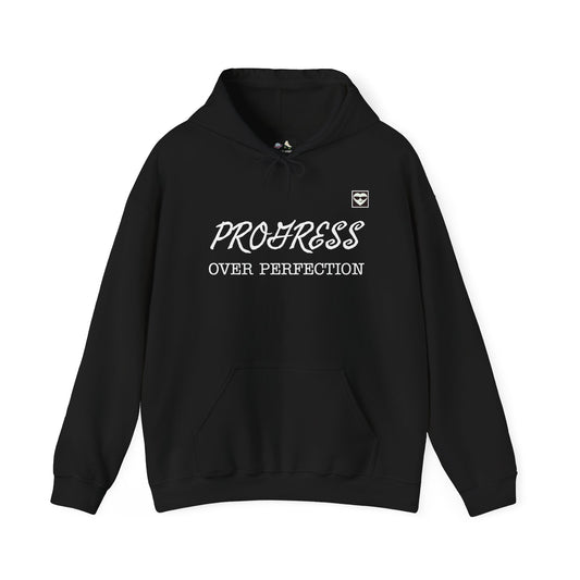 Progress Over Perfection Hoodie - Cozy Graphic Sweatshirt for Motivation, Trendy Loungewear, Ideal for Everyday