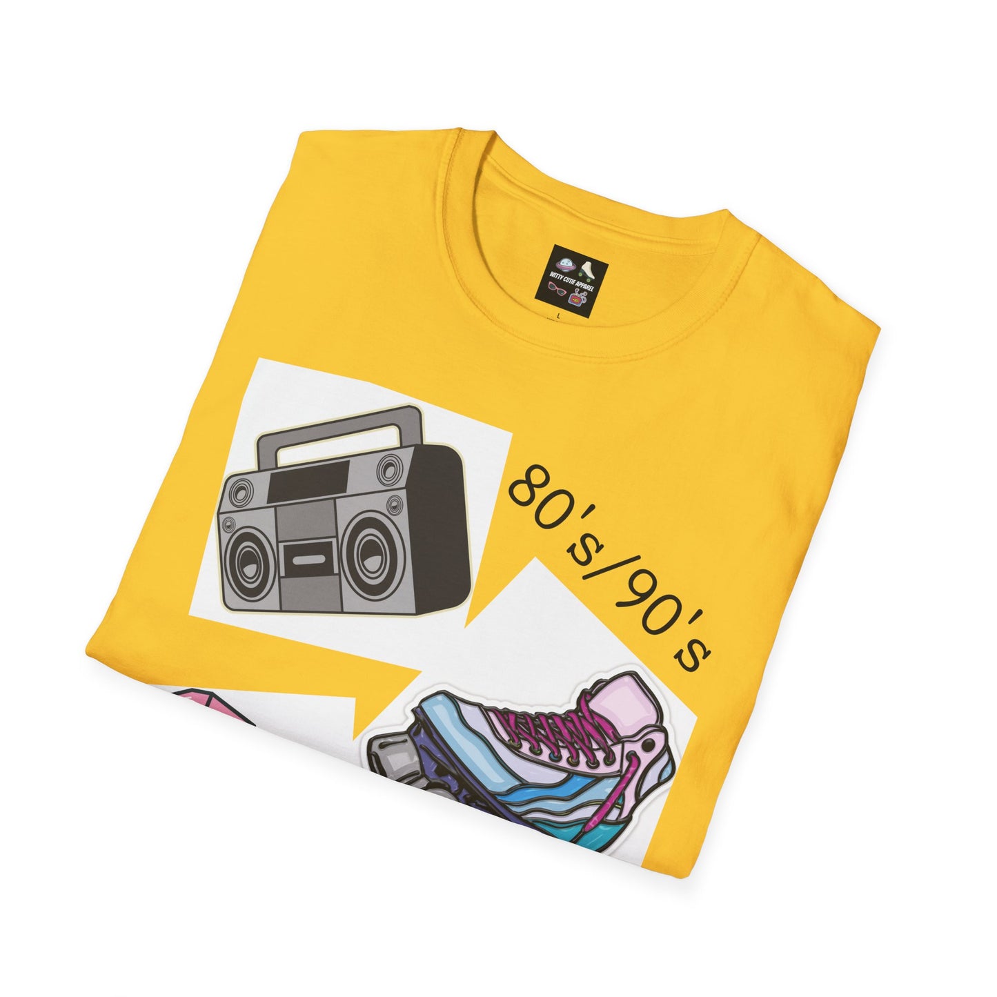 Retro 80's/90's EPIC Unisex Softstyle T-Shirt - Vintage Roller Skates & Boombox Design