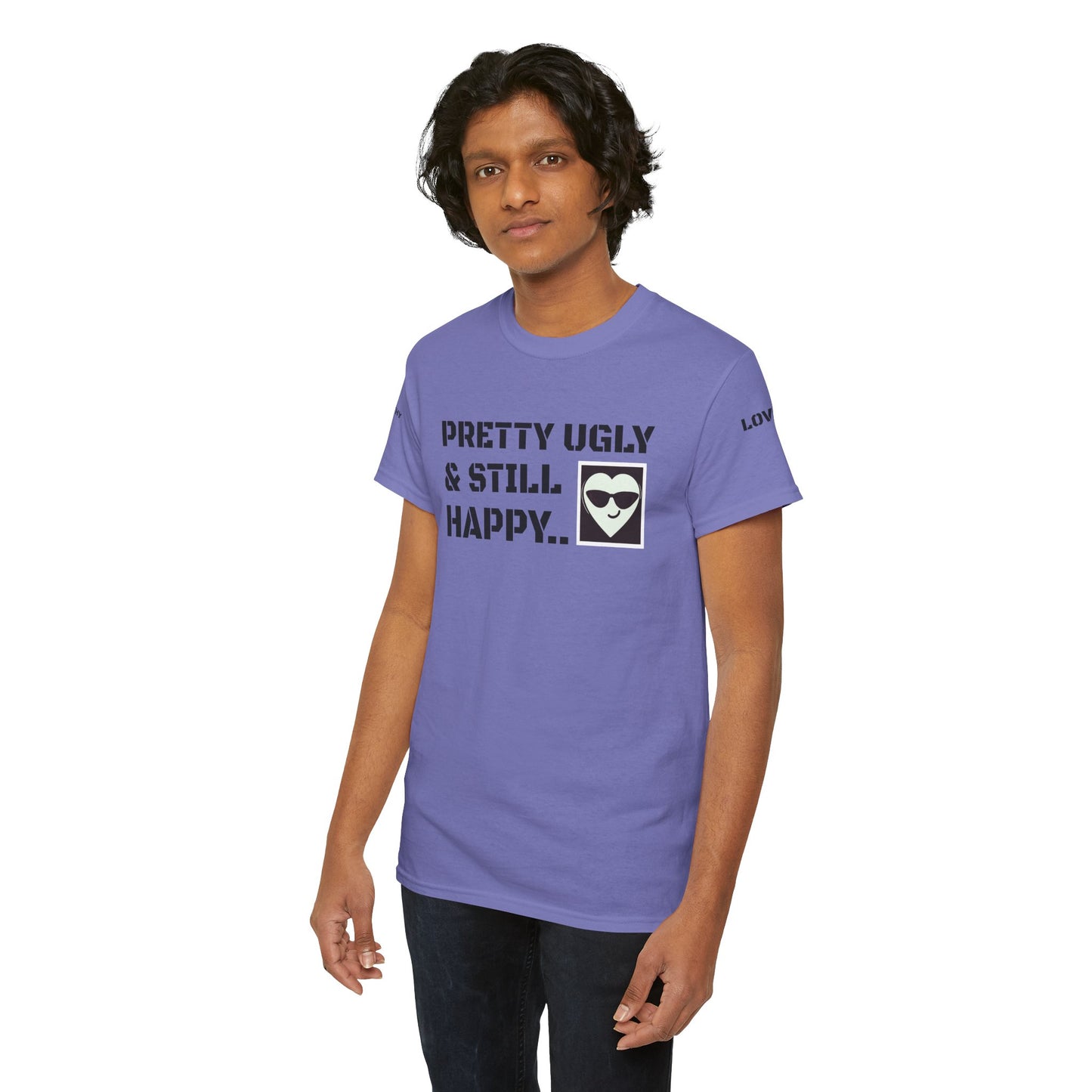 'Pretty ugly & still happy", Unisex Heavy Cotton fun & playful Tee for Casual Vibes