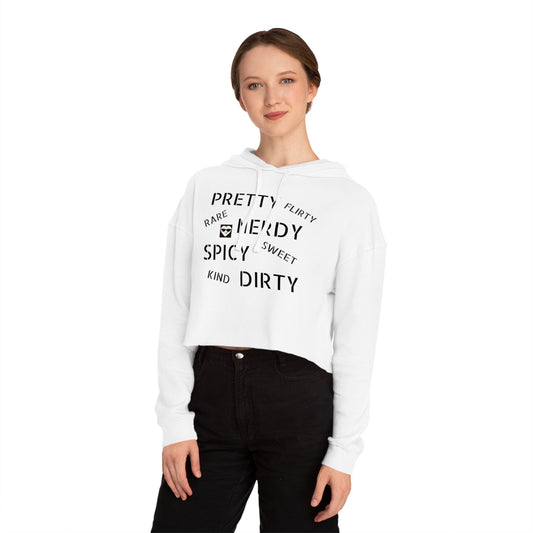 Women’s Cropped Hooded Sweatshirt - Fun & Flirty Graphic Design
