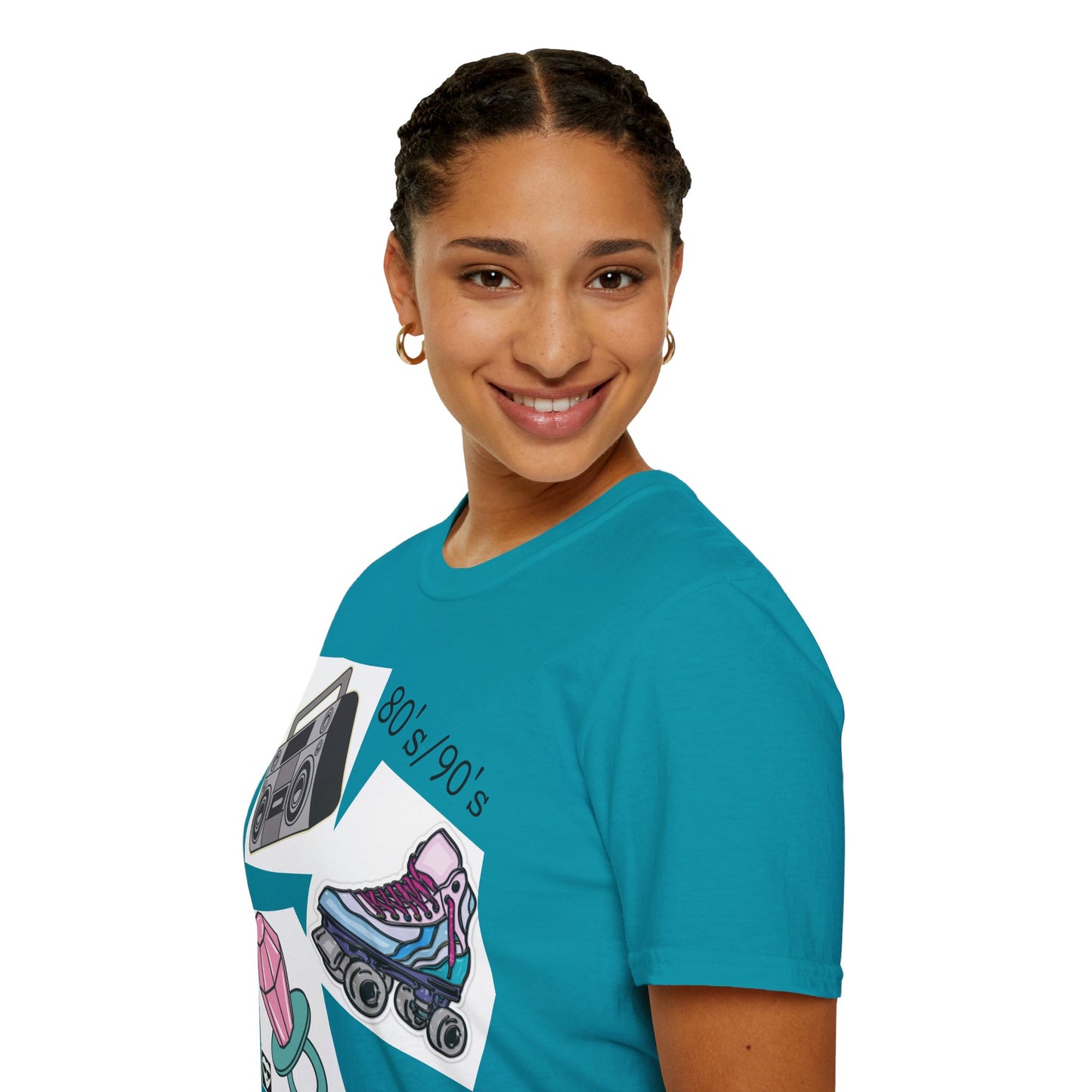 Retro 80's/90's EPIC Unisex Softstyle T-Shirt - Vintage Roller Skates & Boombox Design