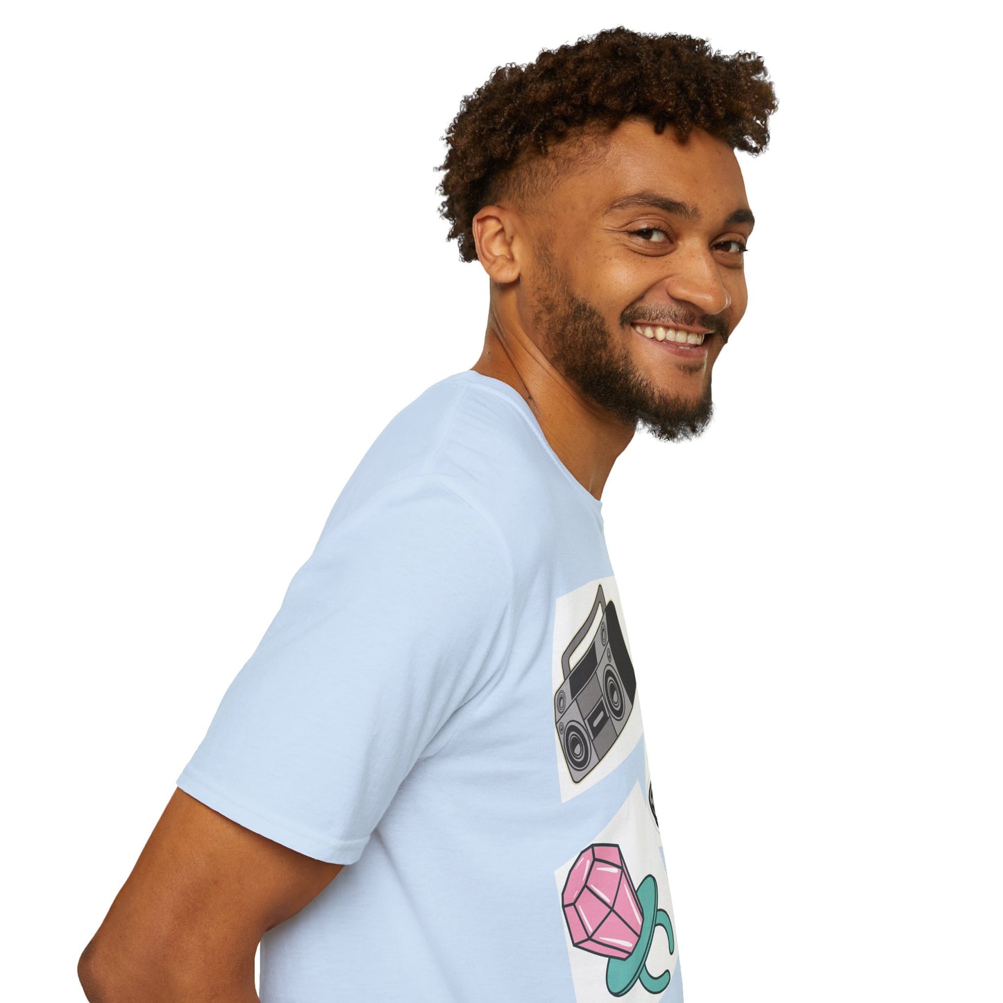 Retro 80's/90's EPIC Unisex Softstyle T-Shirt - Vintage Roller Skates & Boombox Design