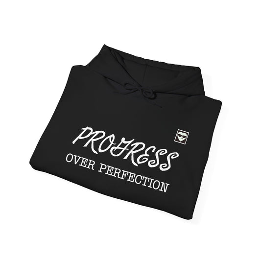 Progress Over Perfection Hoodie - Cozy Graphic Sweatshirt for Motivation, Trendy Loungewear, Ideal for Everyday